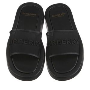 Burberry London Black Mesh Buckingham Slides